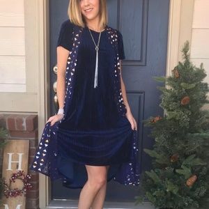 Blue LulaRoe Carly Elegant Collection - Ribbed Velvet XS